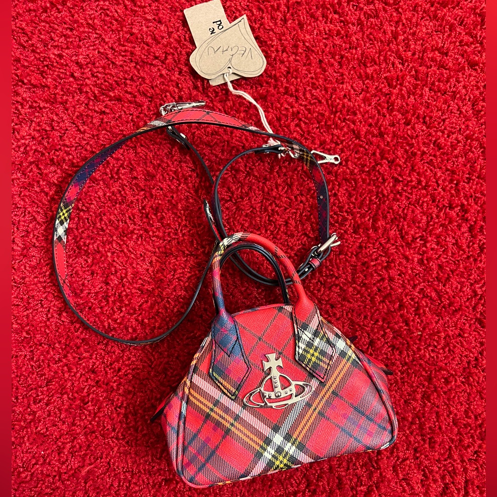Vivienne Westwood Brand New Yasmine Mini Mcandreas Red Saffiano Printed